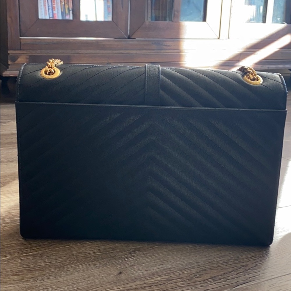 Yves Saint Laurent Black Chevron Quilted Shoulder Bag with Gold Hardware - Picture 2 of 8